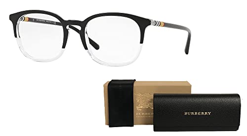 BURBERRY BE2272 3029 53MM Top Black On Crystal Square Eyeglasses for Men + BUNDLE With Designer iWear Complimentary Eyewear Kit