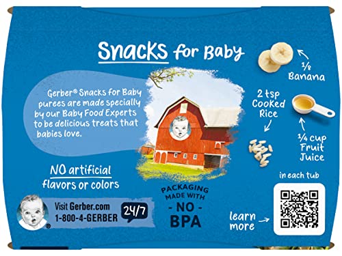 Gerber Snacks for Baby 2nd Foods Baby Food Tubs, Hawaiian Delight, Creamy Juice & Fruit Blend, Pureed Baby Food Snack, 2 - 4 ounce Tubs/Pack (Pack of 4)