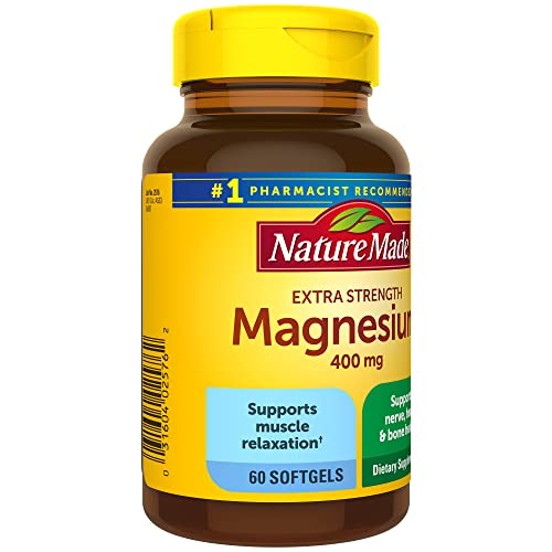 Nature Made Extra Strength Magnesium Oxide 400 mg, Dietary Supplement for Muscle, Nerve, Bone and Heart Support, 60 Softgels, 60 Day Supply