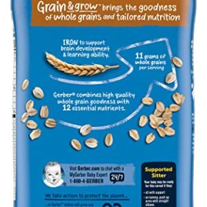 Gerber Cereal for Baby 1st Foods Grain & Grow Cereal, Oatmeal Cereal, Made with Whole Grains & Essential Nutrients, Non-GMO, 16-Ounce Canister (Pack of 2)