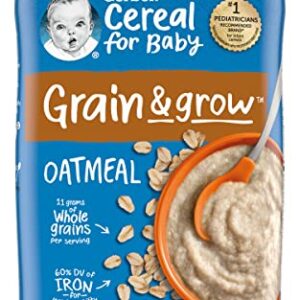 Gerber Cereal for Baby 1st Foods Grain & Grow Cereal, Oatmeal Cereal, Made with Whole Grains & Essential Nutrients, Non-GMO, 16-Ounce Canister (Pack of 2)