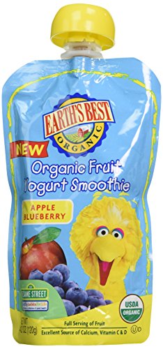 Earth's Best Sesame Street Fruit Yogurt Smoothies - Apple Blueberry - 4.2 oz - 6 pk