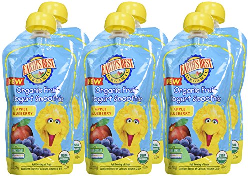 Earth's Best Sesame Street Fruit Yogurt Smoothies - Apple Blueberry - 4.2 oz - 6 pk