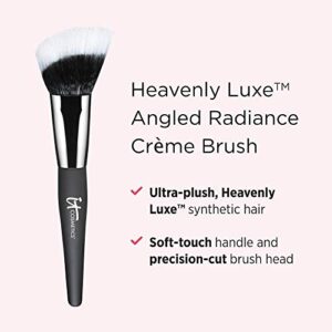 IT Cosmetics Heavenly Luxe Angled Radiance Creme Brush - For Blush & Cream or Liquid Makeup - Airbrushed Finish - Soft, Pro-Hygienic Bristles