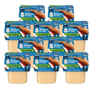 gerber mealtime for baby 2nd foods powerblend baby food tubs, apple chicken, unsweetened with no added colors or flavors, 2 – 4 oz tubs/pack (pack of 10)