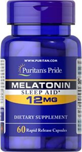 puritans pride melatonin 12 mg 60 count, white