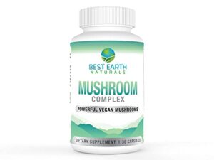 best earth naturals mushroom complex – vegan formula with lion’s mane, reishi, chaga, maitake, and shiitake mushrooms – 30 day supply