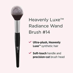 IT Cosmetics Heavenly Luxe Radiance Wand Brush #14 - For Loose & Pressed Powder Makeup - Use with Bronzer, Blush & Highlighter - With Award-Winning Heavenly Luxe Hairs