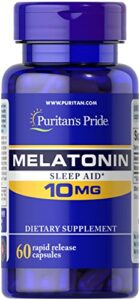 puritan’s pride super strength melatonin 10mg rapid release capsules, 60-count