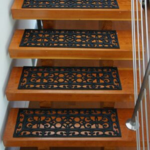 rubber-cal 6-piece regal stair treads rubber step mats, 9.75 by 29.75-inch, black