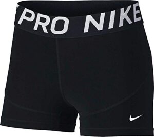 nike women’s pro 3″ training shorts (indigo force/black, medium) (black white, medium)