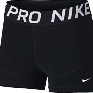 Nike Women's Pro 3" Training Shorts (Indigo Force/Black, Medium) (Black White, Medium)