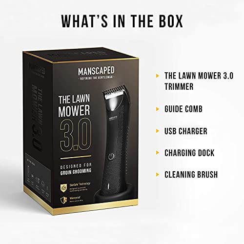 MANSCAPED® Electric Groin Hair Trimmer, The Lawn Mower™ 3.0, Replaceable Ceramic Blade Heads, Waterproof Wet/Dry Clippers, Standing Recharge Dock, Ultimate Male Hygiene Razor