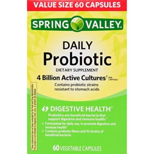 spring valley daily probiotic vegetable capsules, 4b cfu, 60 ct