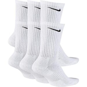 Nike Everyday Cushion Crew Socks, Unisex , White/Black, M (Pack of 6 Pairs of Socks)