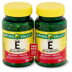 spring – valley vitamin e dietary supplement twin pack 180 mg – 100 softgels pack of 2