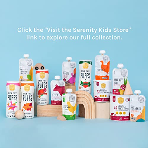 Serenity Kids 6+ Months Baby Food Pouches Puree Made With Ethically Sourced Meats & Organic Veggies | 3.5 Ounce BPA-Free Pouch | Pasture Raised Turkey, Sweet Potato, Pumpkin, Beet | 6 Count