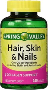 spring valley – hair, skin & nails, biotin-collagen-gelatin, 240 caplets