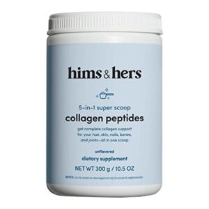 hims & hers unflavored collagen protein powder with 18 amino acids, soy-free and gluten-free, no gmos and artificial sweeteners, 30 servings, 10.5oz