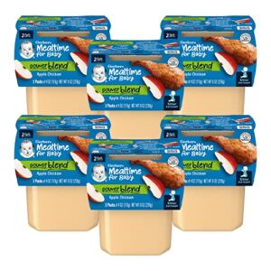 gerber mealtime for baby 2nd foods powerblend baby food tubs, apple chicken, unsweetened with no added colors or flavors, 2-4 oz tubs/pack (pack of 6)