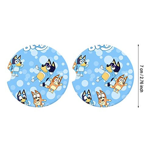 2PCS Cute Blue Dog Cup Cute Car Cup Holder,Insert Universal Vehicle Interior Accessories Cup Mats