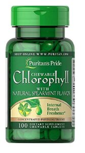 puritans pride chewable chlorophyll with natural spearmint flavor, 100 count