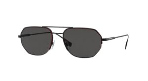 burberry henry be3140 100187 57mm nero/grigio con bordo rosso/beige irregular sunglasses for men + bundle with designer iwear complimentary eyewear kit