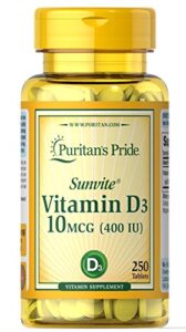 puritan’s pride vitamin d3 10 mcg (400 iu)-250 tablets