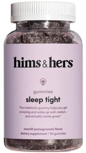 hims & hers sleep gummies melatonin pomegranate berry flavor with chamomile extract and l-theanine. 60 gummies. 1 pack (packaging may vary)