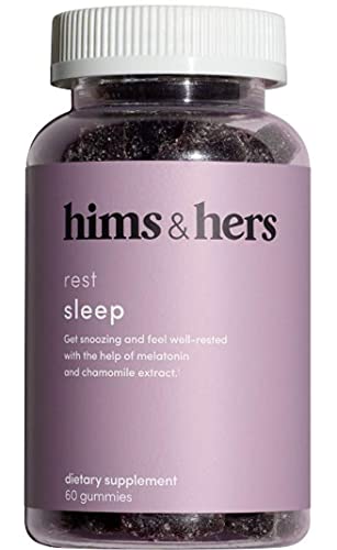 HIMS & Hers Sleep Gummies Melatonin Pomegranate Berry Flavor with Chamomile Extract and L-theanine. 60 Gummies. 1 Pack (Packaging May Vary)