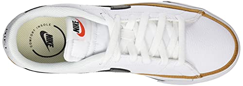 Nike Women's Court Legacy Sneaker, White/Desert Ochre/Team Orange/Black, 6