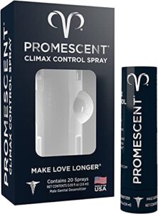 promescent desensitizing delay spray for men clinically proven to help you last longer in bed – better maximized sensation + prolong climax for him, 2.6 ml