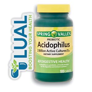 boost your gut health with spring valley probiotic acidophilus supplement – 100 capsules for a healthy digestive system. includes luall fridge magnetic