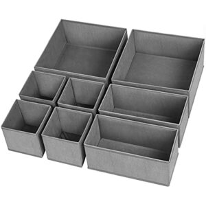 criusia drawer organizer clothes, 8 pack underwear drawer organizer, foldable closet organizers and storage dresser drawer dividers for clothes, socks, scarves, ties (gray)