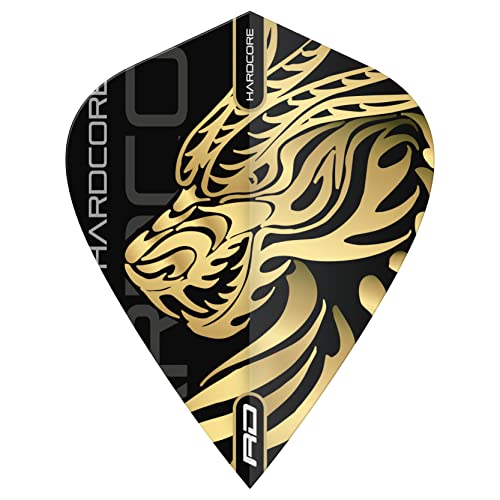 RED DRAGON Jonny Clayton Hardcore Gold Dragon Kite Darts Flights - 3 Sets per Pack (9 Dart Flights in Total)