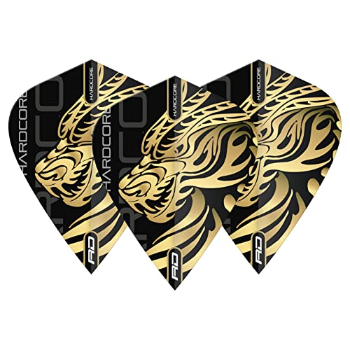 RED DRAGON Jonny Clayton Hardcore Gold Dragon Kite Darts Flights - 3 Sets per Pack (9 Dart Flights in Total)