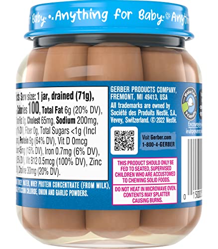 Gerber Mealtime for Baby Lil’ Stick, Turkey Sticks, Packed in Water, Baby Led Friendly, For Crawlers 10 Months & Up, 2.5-Ounce Glass Jar (Pack of 10 Jars)