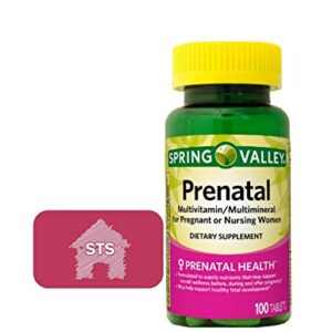 Spring Valley Prenatal Multivitamin - Multimineral Tablets, 100 Count + STS Fridge Magnet.