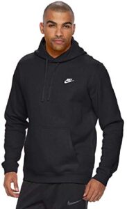 nike men’s club fleece pullover hoodie (black, small)