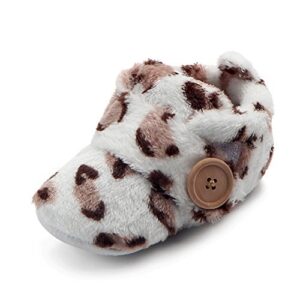 newborn boy girl soft fleece booties first walkers baby shoes warm winter socks house shoes (3-6month, brown)