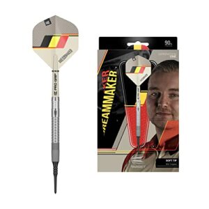 target darts dimitri van den bergh dream maker g1 19g 90% tungsten soft tip darts set, sand, black, yellow and red (dimi90% soft)