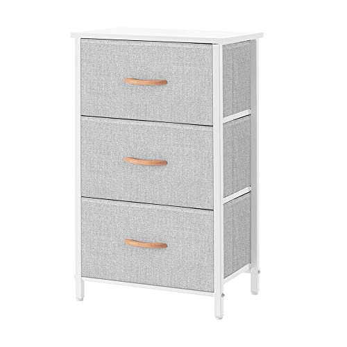 AZL1 Life Concept 3 Drawers Fabric Dresser Storage Tower, Organizer Unit for Bedroom, Closet, Entryway, Hallway - Light Grey