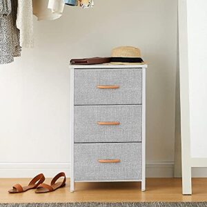 AZL1 Life Concept 3 Drawers Fabric Dresser Storage Tower, Organizer Unit for Bedroom, Closet, Entryway, Hallway - Light Grey