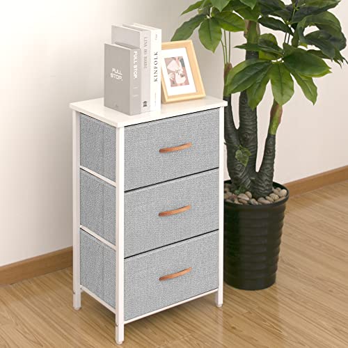 AZL1 Life Concept 3 Drawers Fabric Dresser Storage Tower, Organizer Unit for Bedroom, Closet, Entryway, Hallway - Light Grey