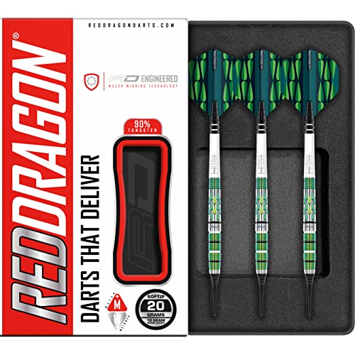 RED DRAGON Artura Screamin' Green 26 Gram Premium Tungsten Darts Set with Flights and Stems