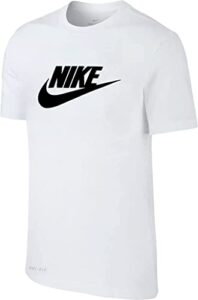 nike mens dri-fit sportswear logo t-shirt, white/black/black, large