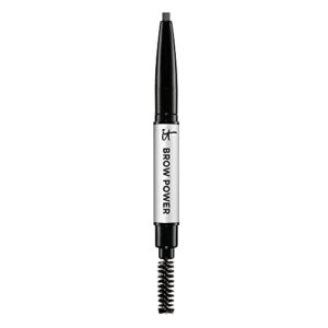 it cosmetics brow power, universal taupe – travel size – universal eyebrow pencil – mimics the look of real hair – budge-proof formula – with biotin, saw palmetto & antioxidants – 0.0025 oz