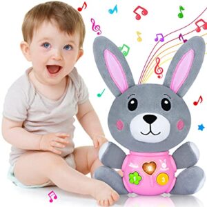 easter bunny baby toys 6 to 12 months – musical light up toys for baby 0-6 months newborn plush rabbit toys – easter gifts for babies boys & girls infant stuffed animal toy baby gifts 0 to 36 months