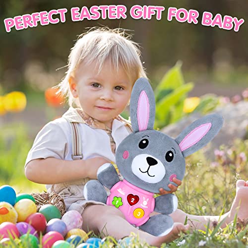 Easter Bunny Baby Toys 6 to 12 Months - Musical Light Up Toys for Baby 0-6 Months Newborn Plush Rabbit Toys - Easter Gifts for Babies Boys & Girls Infant Stuffed Animal Toy Baby Gifts 0 to 36 Months