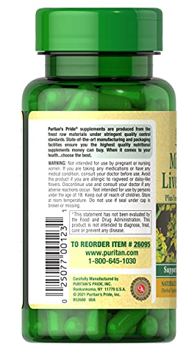 Puritans Pride Milk Thistle Liver Complex, Supports Healthy Liver Function, 90 Count, White